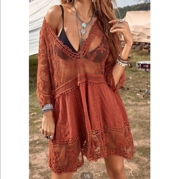 SHEIN womens lace dress boho festival style one size - Picture 1 of 3